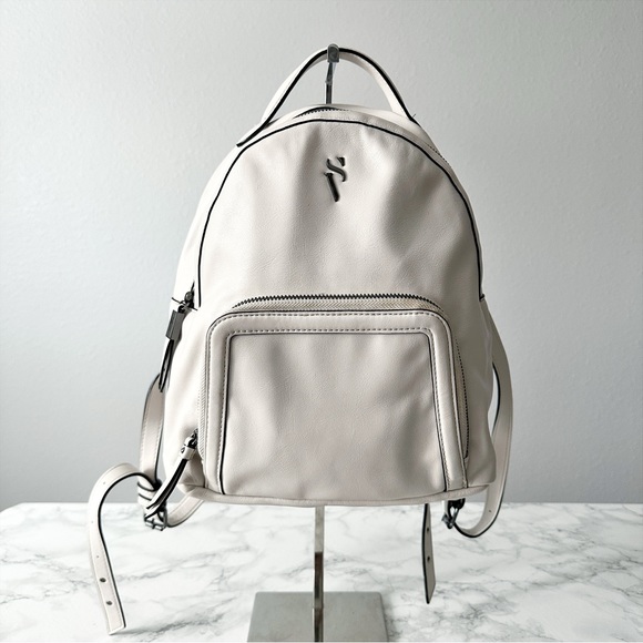 Simply Vera by Vera Wang White Faint Gray Faux Leather Mini Backpack - Picture 2 of 11